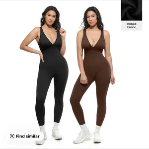￼ Deep V Shapewear with Chest Support Breathable High-Waisted Tummy Control Jumpsuit