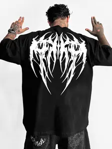 Men's Summer Casual Short Sleeve T-Shirt, Gothic Dark Image Print, Street Style Fitted Tee, New Arrival Recommended, Streetwear