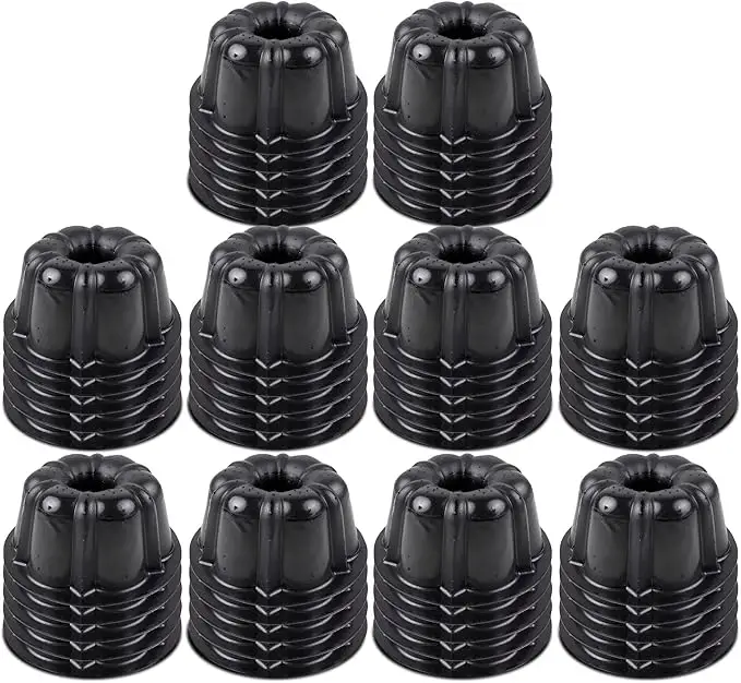 O'Creme Bakeable Plastic Mini Flan Molds Pan - Non-Stick Silicone - 50 QTY Pk