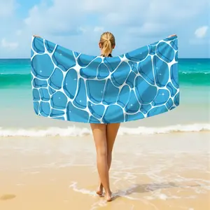 1pc microfiber travel towel, super absorbent and quick-drying, 2D flat-print beach towel, soft and comfortable, suitable for the beach, swimming, camping, travel, gym, yoga.