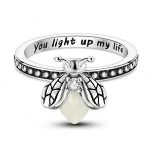S925 You Light Up My Life Firefly Stackable Women's Ring, Finger Rings for Women, Unisex Fashion Jewelry, Daily Jewelry Gift for Women