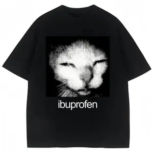Men's fall funny outfits Vintage Funny Ibuprofen Cat Meme Graphic T Shirt Men Women Humor Fashion T Shirts Casual Streetwear T-shirts Menswear Top festival T-shirt