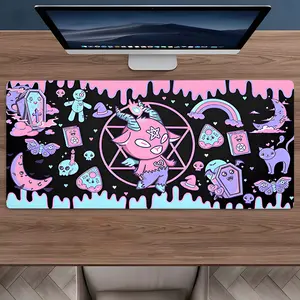 Cute Gothic Large Gaming Mouse Pad,Aesthetic Desktop Drotection Pad,Washable Rubber Pad Non-Slip Lock Edge Multi-Size Mouse Pad Suitable For Home Office,Desktop Accessory,Good Gift for Family and Friends Happy Halloween