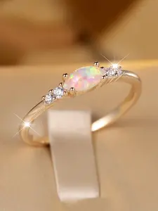 Elegant Synthetic Opal Rings for Women & Girls, Stackable Engagement Rings Delicate Jewelry Perfect for Weddings, Daily Wear Mother's Day Gift