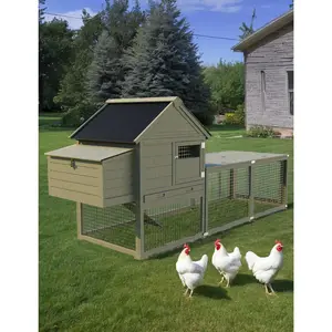 109 Inch Extra Large Wooden Chicken Coop & Rabbit Hutch – Outdoor & Indoor Poultry Cage for 3-5 Chickens or Small Animals, Waterproof Anti-UV Roof, Pull-Out Tray