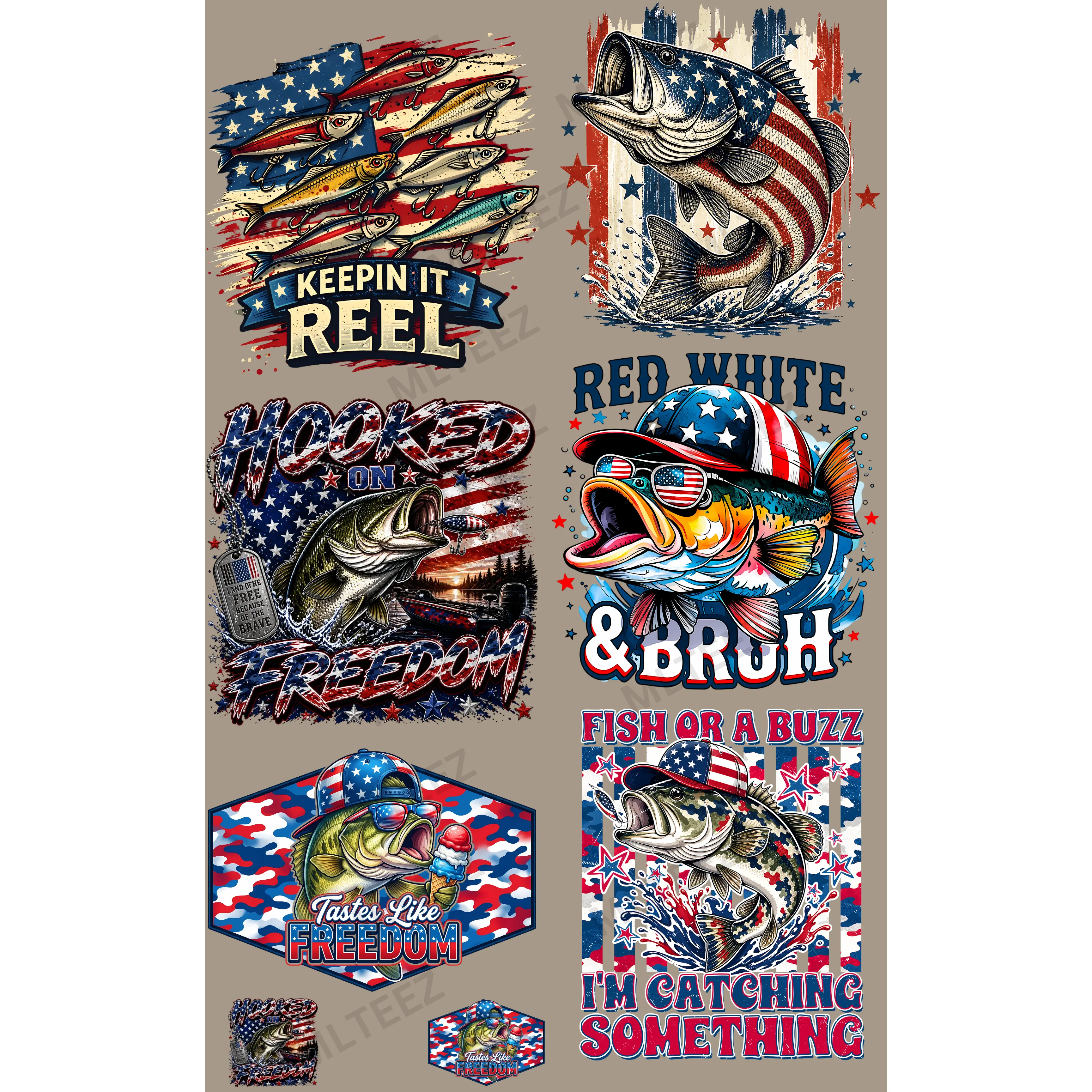 KEEPIN IT REEL (1) PREMADE GANGSHEET - 22X36 DTF TRANSFERS - DIRECT TO FILM