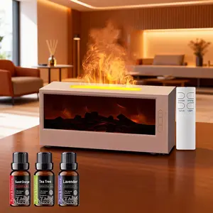 Miniature Flame Fireplace Diffuser: 7-Color LED Aromatherapy Humidifier for Soothing Essential Oil Diffusion
