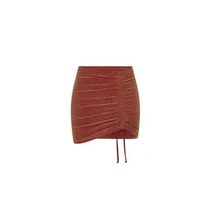 Ruched Tie Mini Skirt - Cinnamon