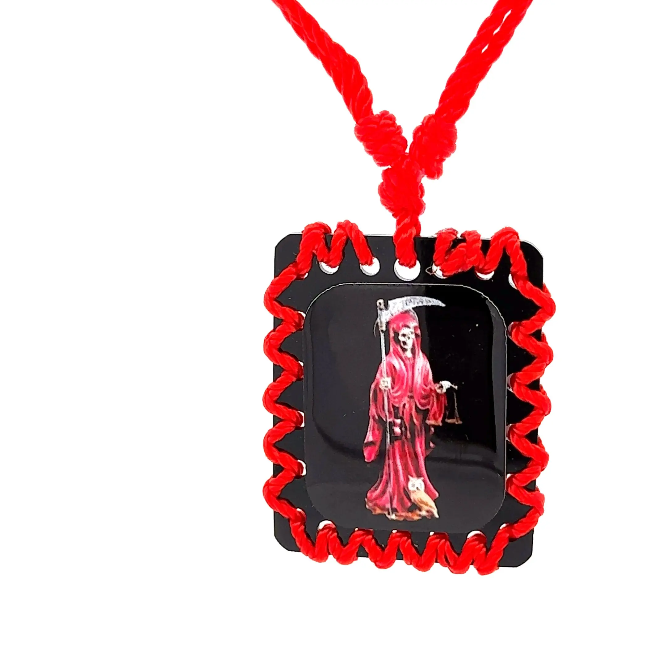 Red Santa Muerte Scapular Necklace