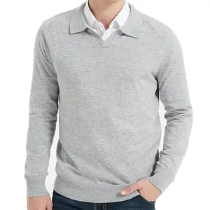 Men‘s Jumpers Soft V-Neck Polo Collar Work Sweatershirts Classic Clothes Fashion Warm Sweater Functional Tops Long Sleeve British Style Vintage Shirts Knitwear Menswear Acrylic Casual Underwear Fabric Suits Overall Stylish Longsleeves