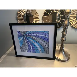 14 x 12 Converging Lines Crayon 3D Optical Illusion Framed Wall Art