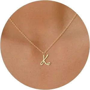 Initial Necklace for Women-14k Gold Plated Dainty Letter Necklaces Trendy Cute Custom Personalized Monogram