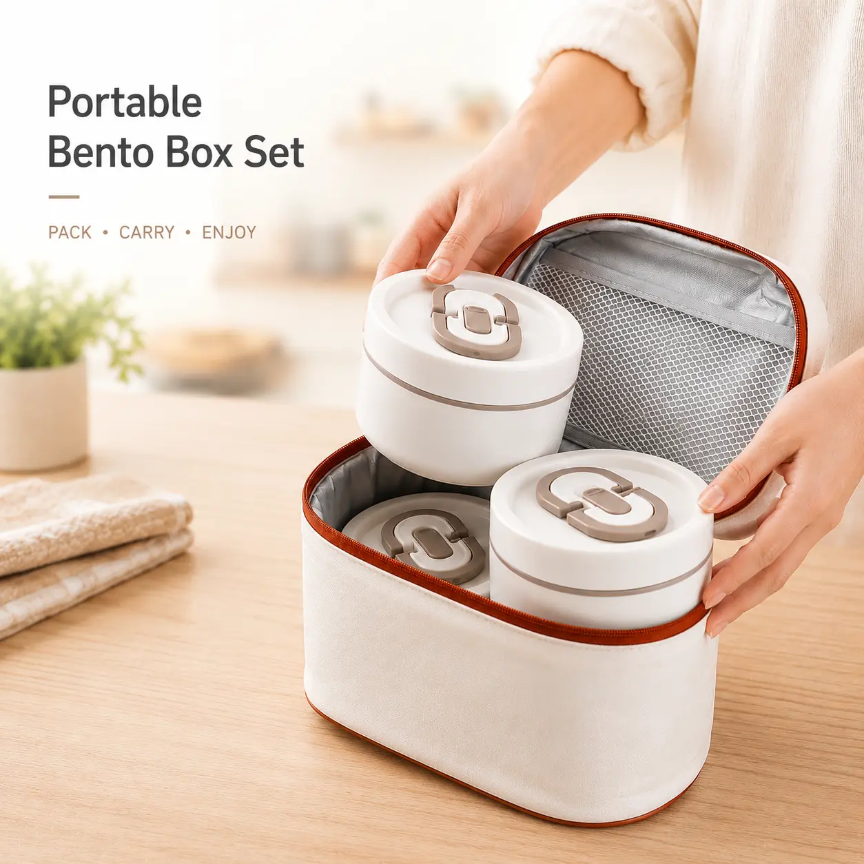 Arthink 4-Piece Steel Lunch Box Set with Insulated Carry Bag, Stackable Leakproof Food Containers, 15.2-21 oz Bento Tableware with Chopsticks & Silicone Accessories for Work & Travel