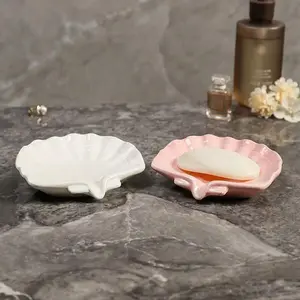 1 PC Ceramic Cartoon Duck Soap Dish Shell Shaped Soap Holder Soap Dish Suitable for Tray Bathroom Accessories Shower Bathtub