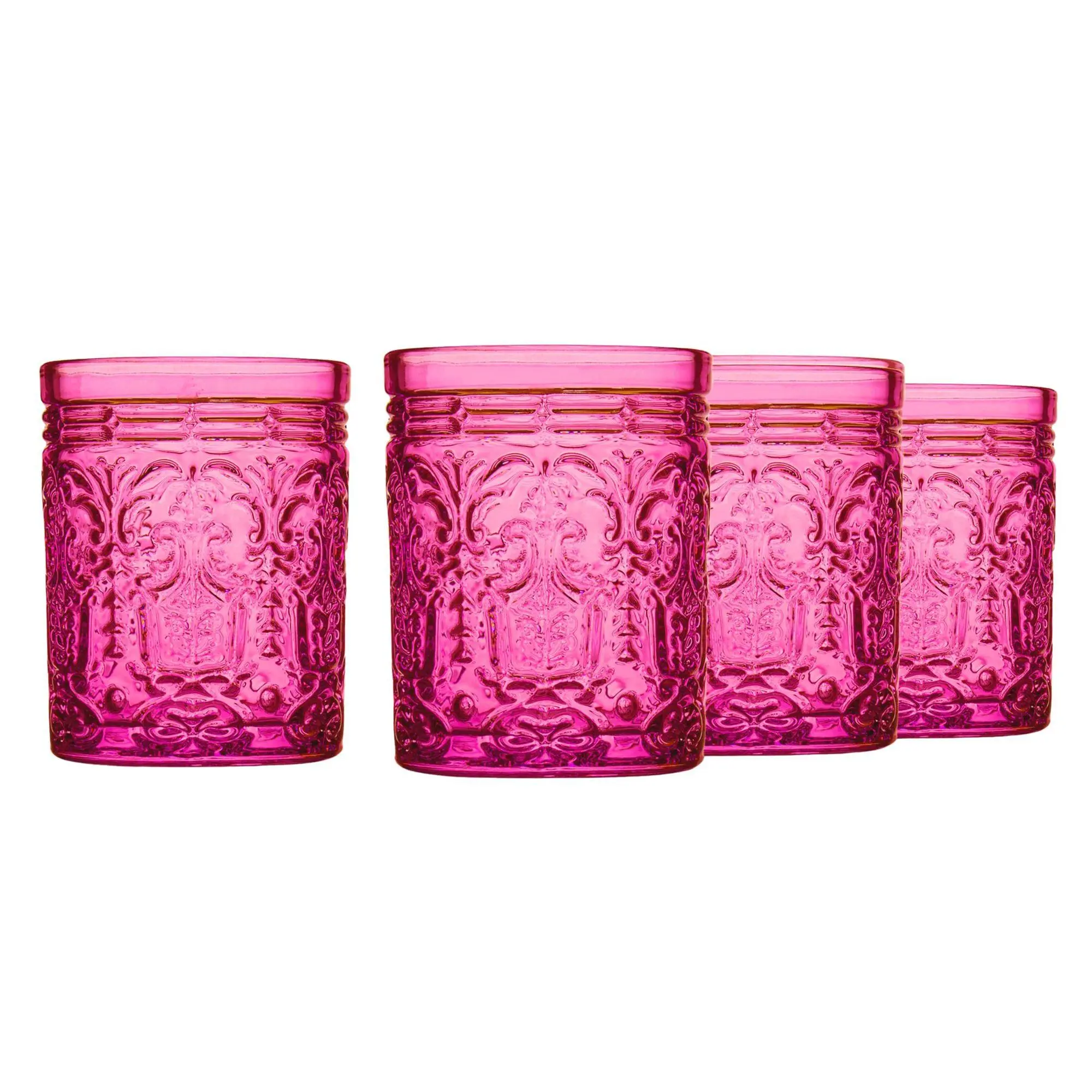 Godinger Jax Hot Pink Double Old Fashion, Set of 4 Godinger Jax Hot Pink Double Old Fashion, Set of 4