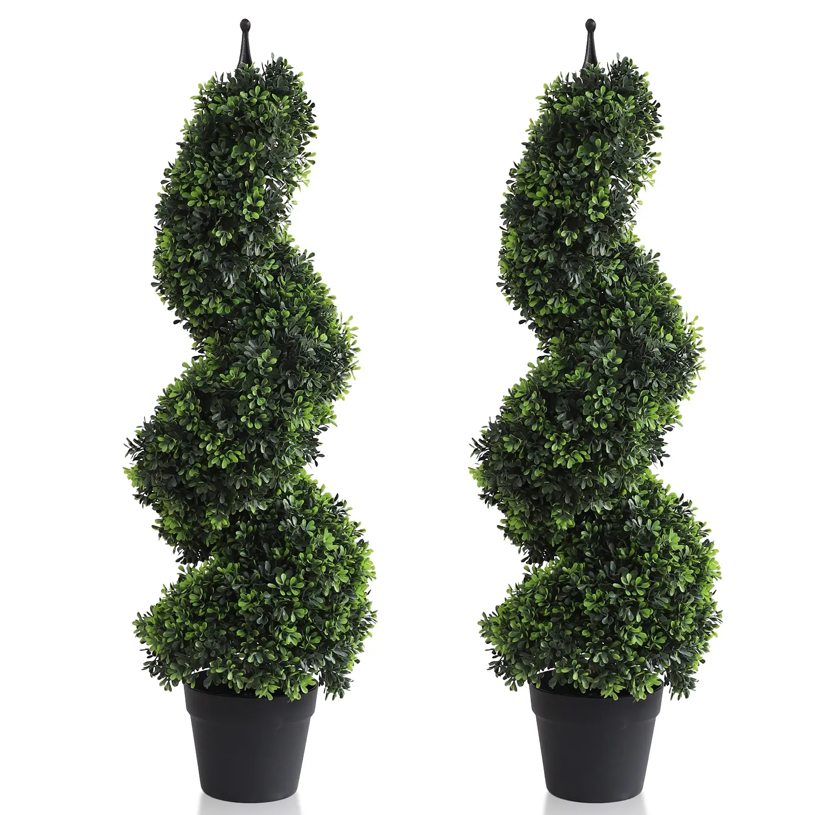 Damomo.3/3.6ft Artificial Boxwood Spiral Trees (2-Pack) – UV Resistant, Fade-Proof Realistic Faux Plants with Pots, Perfect for Porch, Patio, Office | Weatherproof & Windproof, Ideal for All Seaso