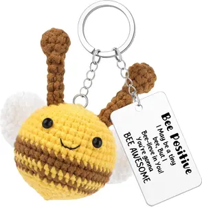 , Cute Crochet Bee Keychain,Emotional Support Positive Animals Giftts, Teacher Coworker Employee Retirement Gifts for Mom Grandma