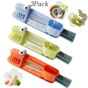 3 Pack New Cup Lid Cleaner with Brush,3 in 1 Cup Lid Cleaning Brush,Bottle Cleaning Brushes ,Crevice Cleaning Brush,Multifunctional Portable Cup lid Cleaning Brush,for Cup  Cleaning