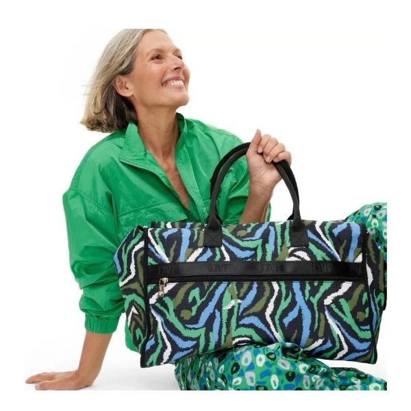 Diane Von Furstenberg DVF X Target Disco Zebra Green Weekender Overnight Bag NWT with Bold Zebra Print Design Compact Travel Bag