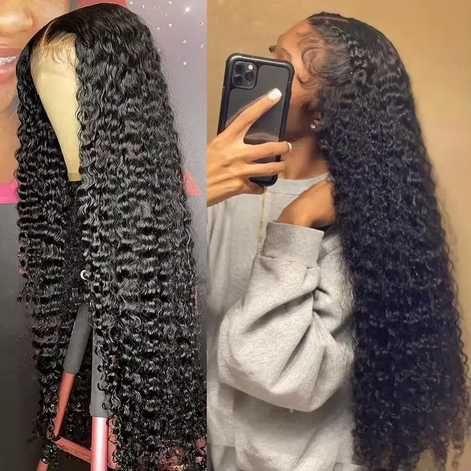 36 38 Inch Hd 13X4 13X6 Curly Wigs Deep Wave Lace Frontal Wig 180 Density Brazilian Curly Human Hair Wig Loose Water Wave Wig For Women SummerVibes