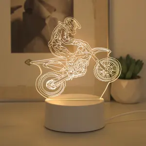 Motorcycle Design 3D Night Light, Led Mood Light, USB Powered Creative Motorcycle Night Light, Decorative Light for Bedroom and Living Room
