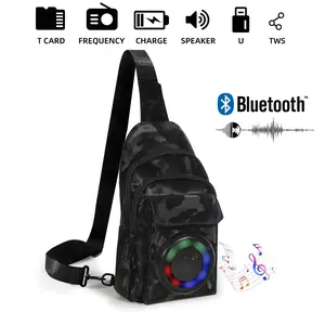 Outdoor Mountaineering Leisure Speakers Chest Bag Waterproof Bluetooth Subwoofer Crossbody Bag with Built-in Battery for Park Outings
