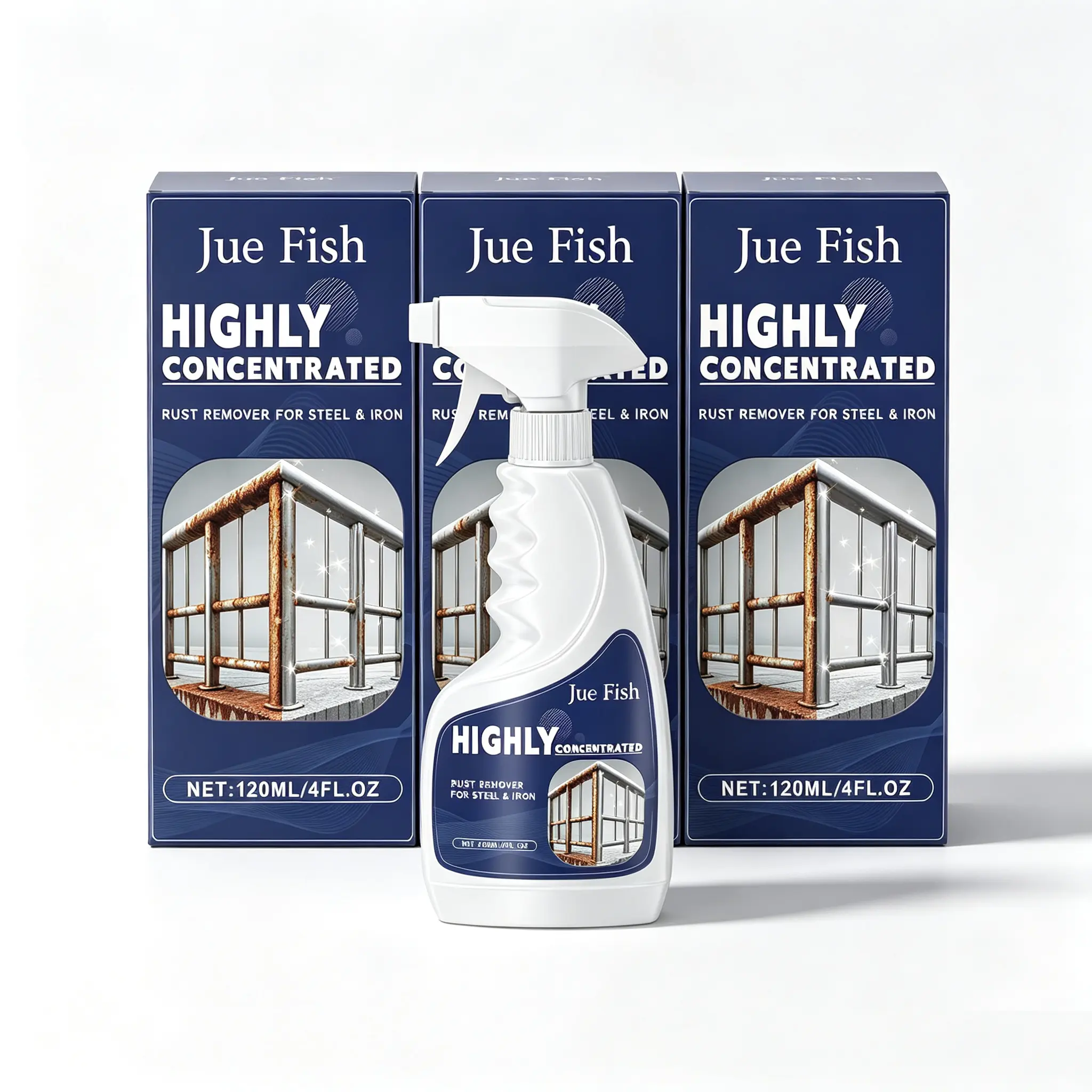 3pcs Jue-Fish Stainless Steel Rust Remover Spray Bottle, Powerful Kitchen Use Cleaner for Sink, Cookware, Metal Cleaning & Surface Restore