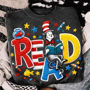 Youth & Adult Read Across America Day Shirt, Dr Seuss Coquette Bow Shirt, Latch Hook Yarn Dr Seuss Graphic Tee, Crochet Reading Day Shirt, Teacher Gift Shirt, Dr Seuss Gift