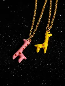Fashion Giraffe Necklace, Cute Animal Pendant, Oil Drop, Stainless Steel, Women's Daily Wear Jewelry, Unique and Versatile