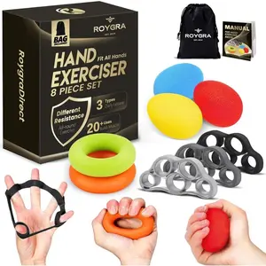Grip Strength Trainer (8 Pack), Forearm Strengthener, Stress Balls for Adults, Hand Strengthening Devices, Wrist Finger Strengthener, Physical Therapy Exercise Equipment For Golf, Baseball, Climbing