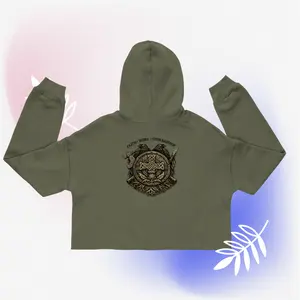 Shield of Faith & Stewardship Women's Cropped Hoodie - Modern Fit, street wear, fashion sport, Soft Fleece, Dropped Shoulders, Raw Hem, 52% Cotton 48% Poly Fleece