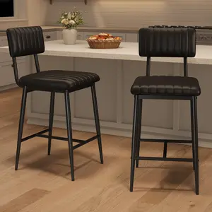 2-Piece Counter Height Bar Stools with Backrest & Footrest, Thick Padded Seat and Reinforced Metal Legs – Perfect for Kitchen Island, Home Counter and Bar Area