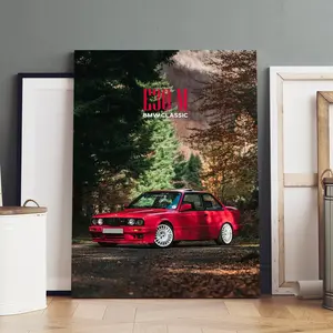 1 Count Wooden Framed Canvas, Classic BMW E30 M Poster, Modern Art, Fashion Poster, Wood Wall Art, Living Room Bedroom Decoration, Hallway Office Mural, Kitchen, Home Poster, Ideal Gift, High Definition, Waterproof, Artwork
