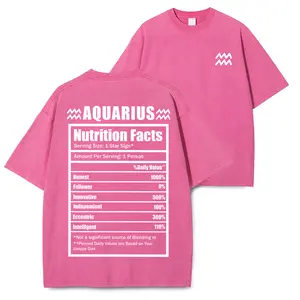 Zodiac Sign Facts Graphic T-Shirt - Vintage Washed Crewneck Tee for Women Soft Breathable Cotton Minimalist Casual Fashion Perfect for Everyday Outfits - Womenswear