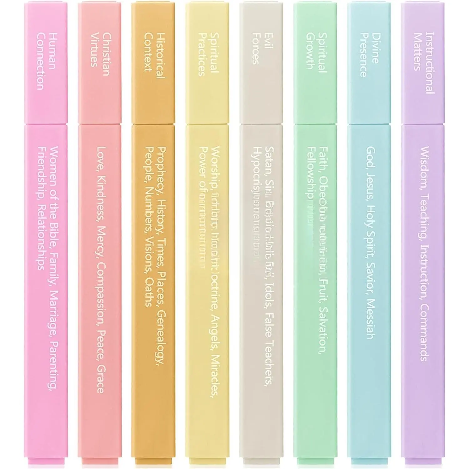 -  Highlighters with Color-Coding System, 8 Pack, Soft Pastel Aesthetic Highlighters Assorted Colors,  Markers No Bleed Through