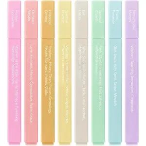 -  Highlighters with Color-Coding System, 8 Pack, Soft Pastel Aesthetic Highlighters Assorted Colors,  Markers No Bleed Through