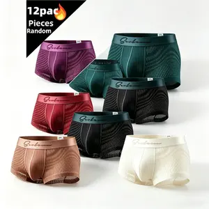 SEOBEAN Men's Comfortable Flat Corner Shorts Low Waist Sexy Fashion Transparent Breathable Mesh Four Corners Briefs XL/XXL Beige Menswear Socks