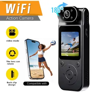 Body Camera 1080P Wearable Action Cam with IR Night Vision, 180° Rotating Lens, WiFi Connectivity & Magnetic Clip, Portable Pocket Vlogging Camera for Cycling, Skiing, Hiking & Outdoor Sports