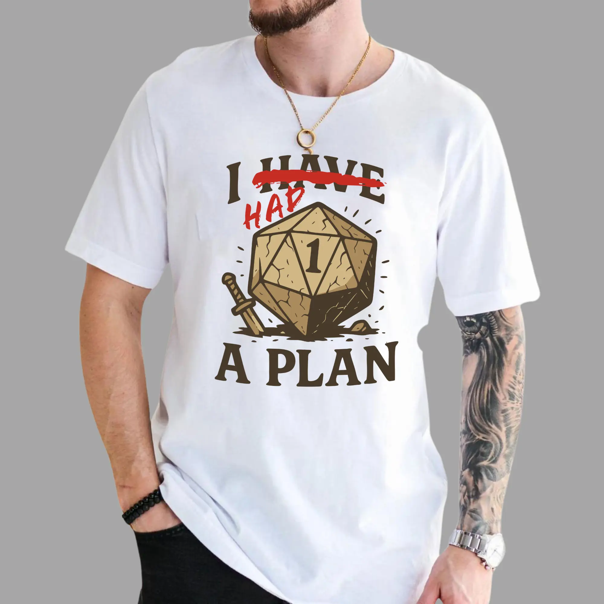 I Had A Plan D20 T-Shirt – Funny DnD Dice Shirt for Gamers, Tabletop Roleplaying Tee, Perfect Gift for Dungeon Masters & Adventurers