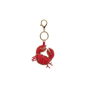 Crab Beaded Charm Keychain