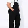 Men's Plus Size Big and Tall Black Denim Cargo Bib Overalls - Baggy Loose Fit Heavy Duty Workwear Coveralls, Thick Plain Cotton Utility Jumpsuit Pants with Adjustable Buckle Straps, Cold Wash Fabric, All Seasons Casual Work Wear