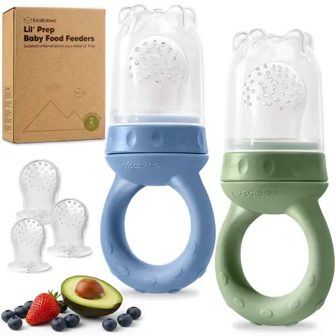 KeaBabies Unisex Silicone Baby Food Feeder 2pk - Freezer-Safe Weaning Utensil, Doubles as Teether, Builds Fine Motor Skills, Breastmilk Popsicle Mold for 6-12 Months, Ideal Baby Gifts