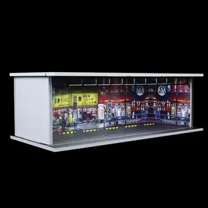 Hot Wheels Diecast Display Case - 1/64 Scale Die-cast Model Car Display Case with LED Light and Acrylic Cover, Hot Diecast Wheels Parking Garage Dioramas with 6 Parking Spaces