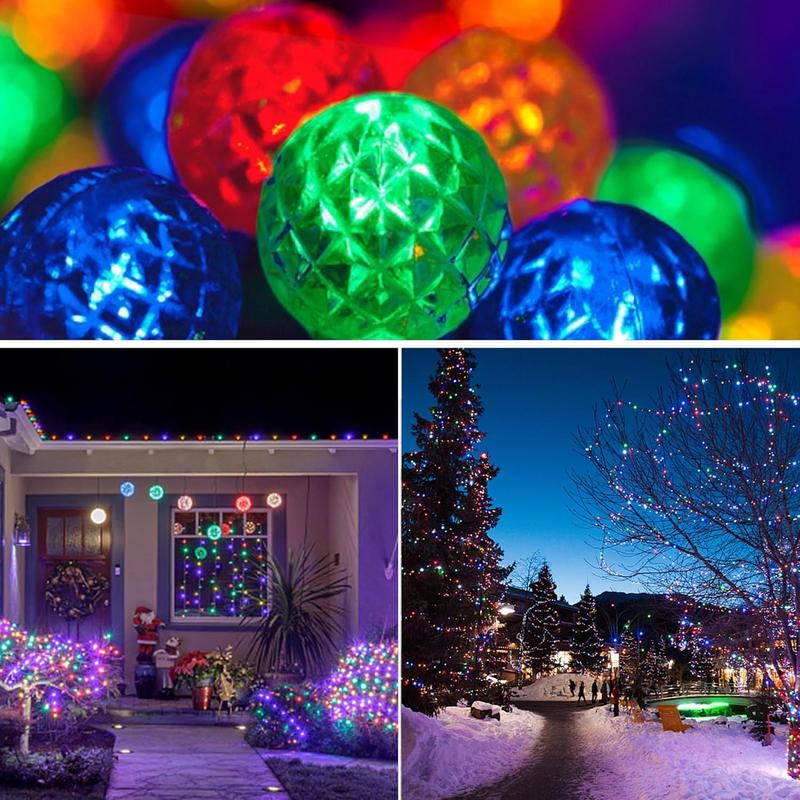 Solar LED String Lights, 25 RGB Color Changing Bulbs, Bluetooth App Control, IP65 Waterproof, 8 Scene & 4 Music Modes, 15ft Globe Lights for Patio, Backyard, and Party Decor
