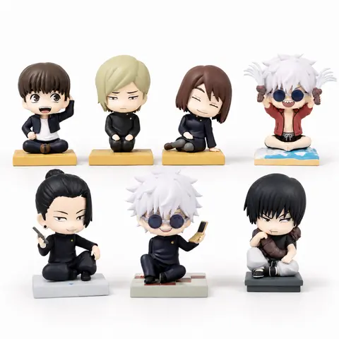 Miniso Jujutsu Kaisen Sitting Chibi Figure Blind Box - Cute Figures, Kawaii Figurine Collectibles, Gojo & Geto Mini Figurines, Desk Trinkets, Unique Gifts, Safe Material Desk Aesthetic Decor