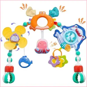 Baby Stroller Arch Toy, Car Seat Toys, Adjustable toy with Hanging Sensory Activity toys,fits on Bouncer, Bassinet, Stroller, Crib and Seats for baby infant Boy Girl 0-18 Months