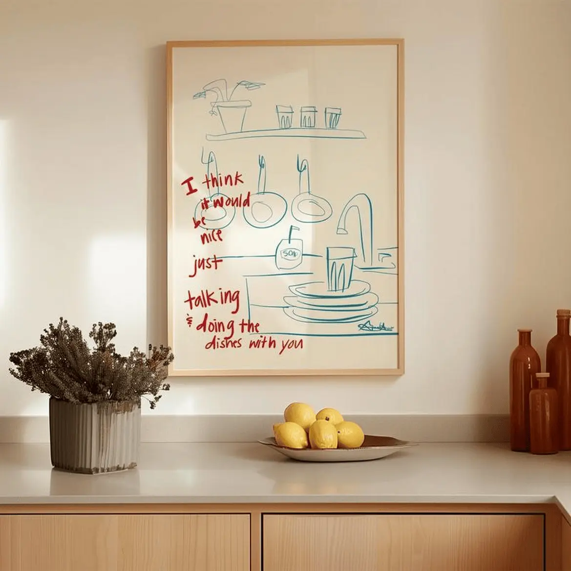 It Would Be Nice Art Print, Retro Kitchen Poster, Mid Century Modern Wall Art, Gallery Wall Print, Decor Room Photo Ornaments Decoratio Y2K Room Wall Decoration