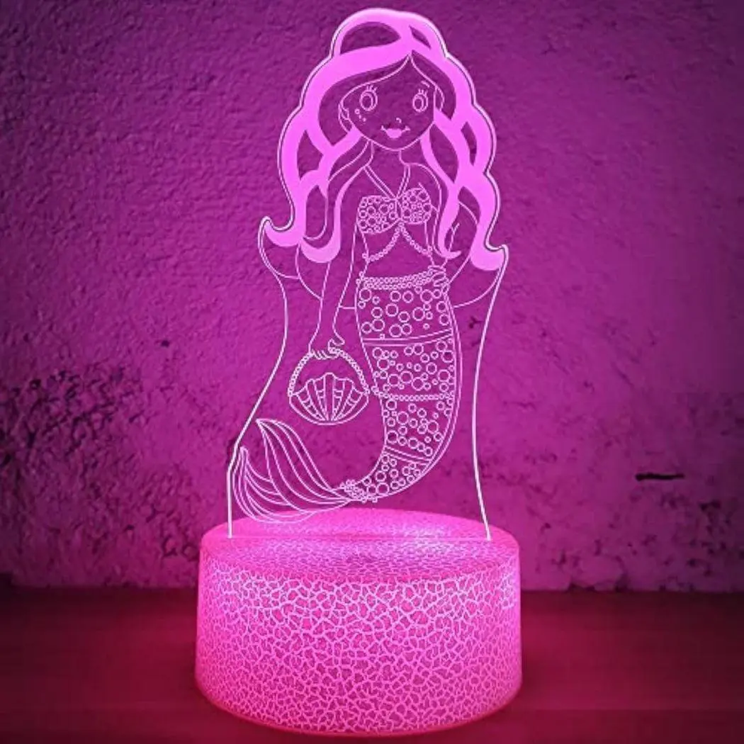 Cute Mermaid Design LED Lamp - 16-Color Change Mood Light with Remote Control, Decor Lighting, Novelty Gift for Bedroom Boys, Christmas Birthday