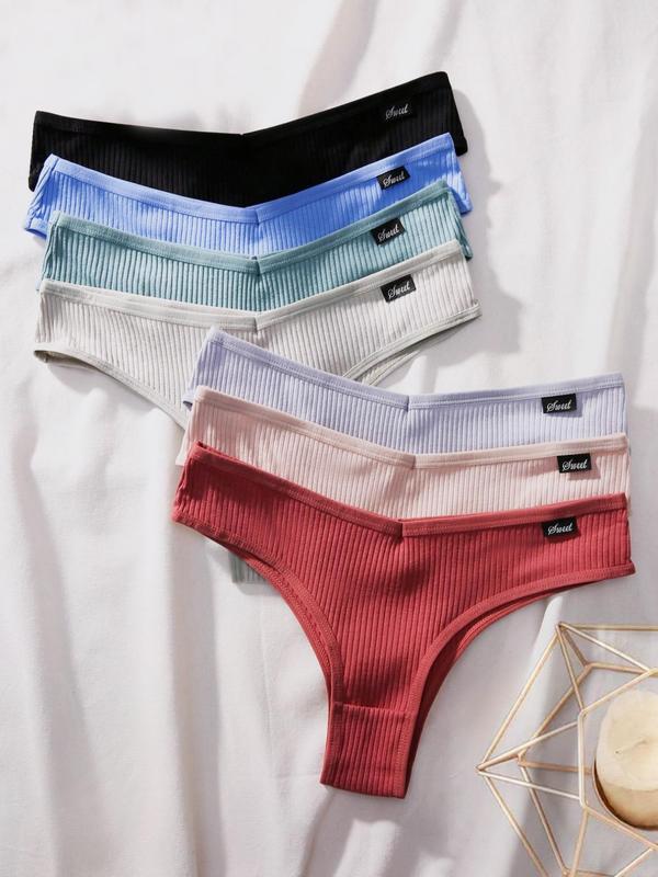 Women's Letter Patched Drop Waist Panty, Soft Comfy Breathable Cozy ...