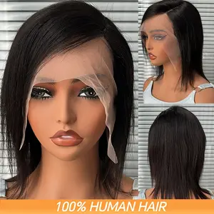 Hot Sell New [Human Hair Pixie Cut Wig] 150% Density 10 Inch Unisex-Adult Human Hair Wig - T-Part Short Straight Pixie Cut, 13x1 Lace Front, Pre-Plucked Side Part, Basic Style
